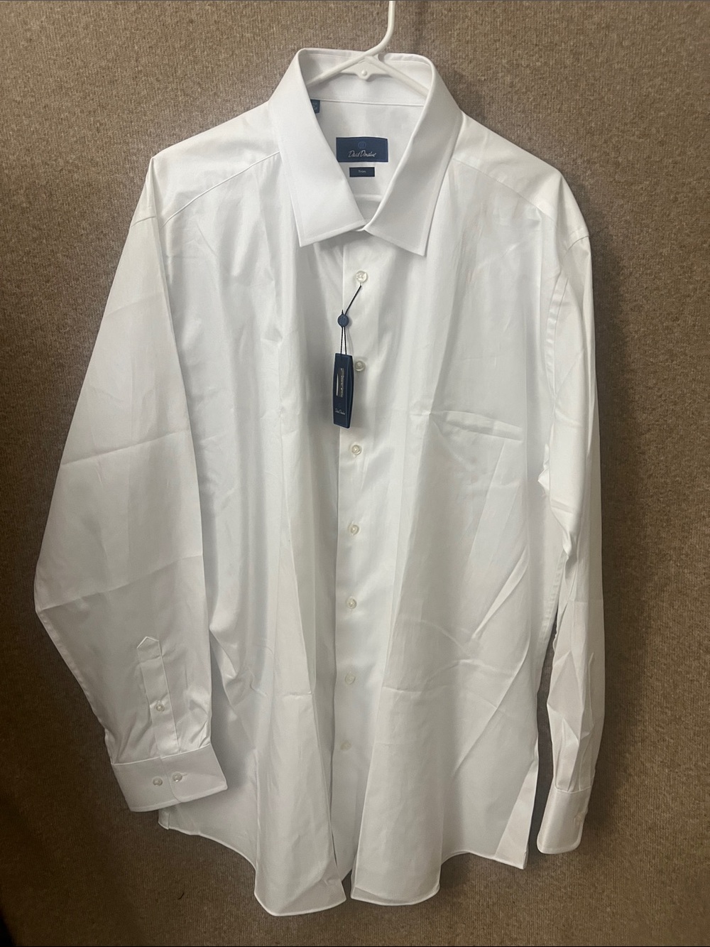 Van Heusen White Men’s Dress Shirt - Solid Button Front